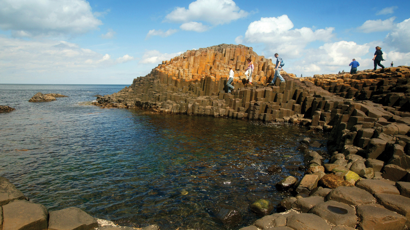Giant's Causeway - hexagonal stone structures rise out of the sea