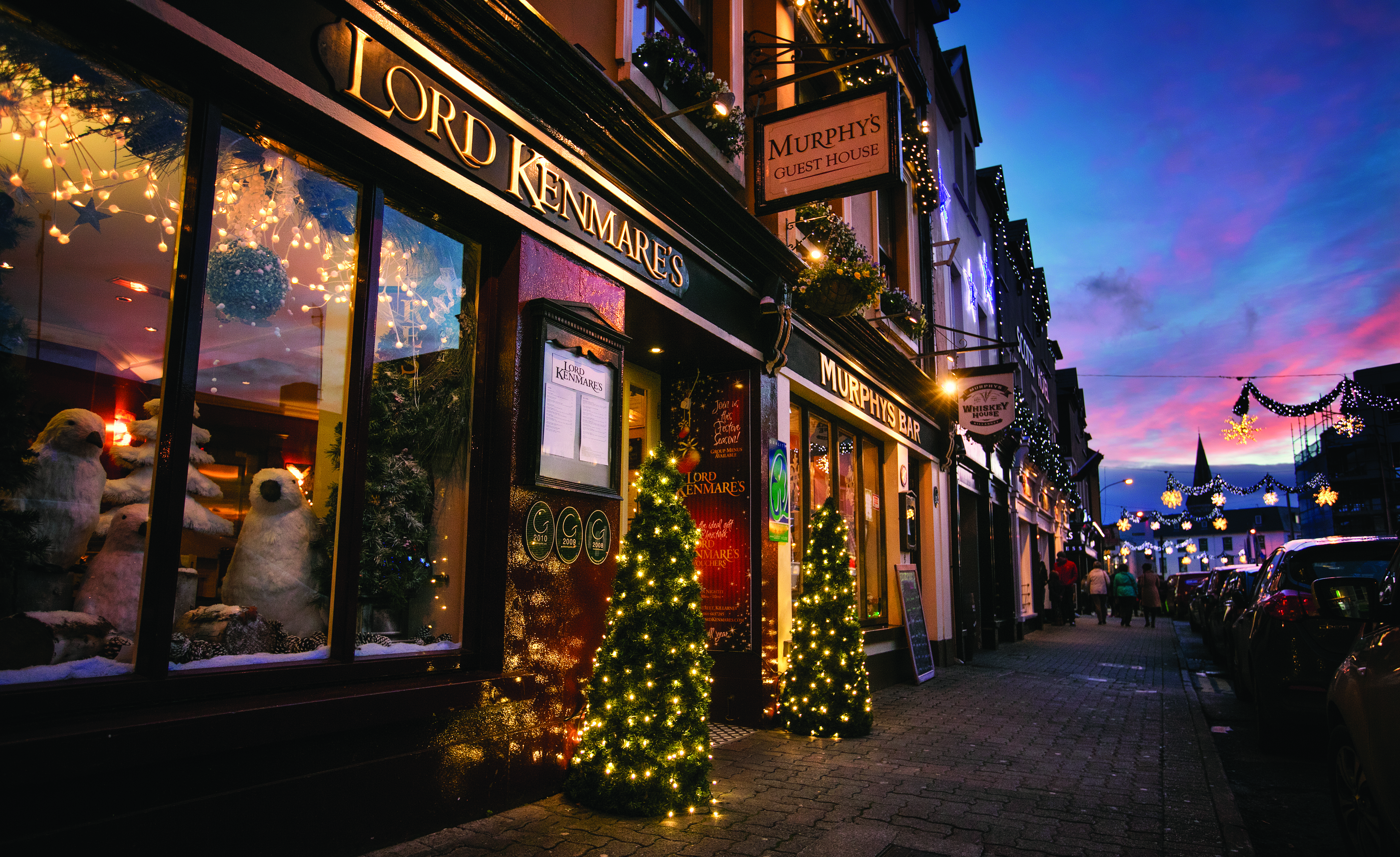 Killarney Street decorated with festive lights