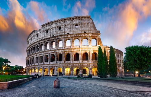 The Colosseum in Rome, at sunset