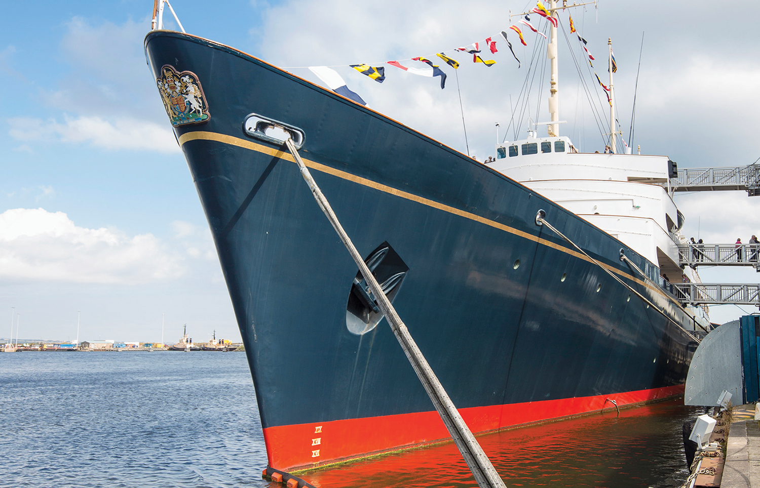 The Royal Yacht Brittania docked in Edinburgh