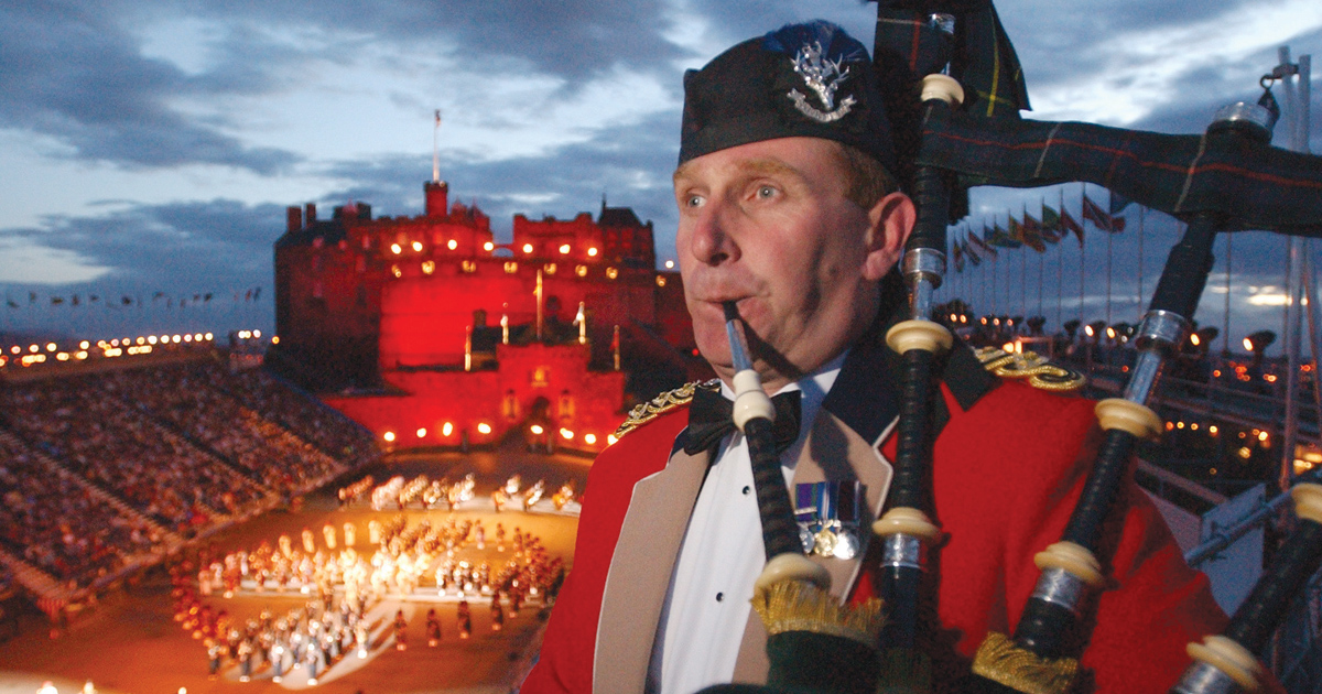 A piper in the Royal Edinburgh Military Tattoo