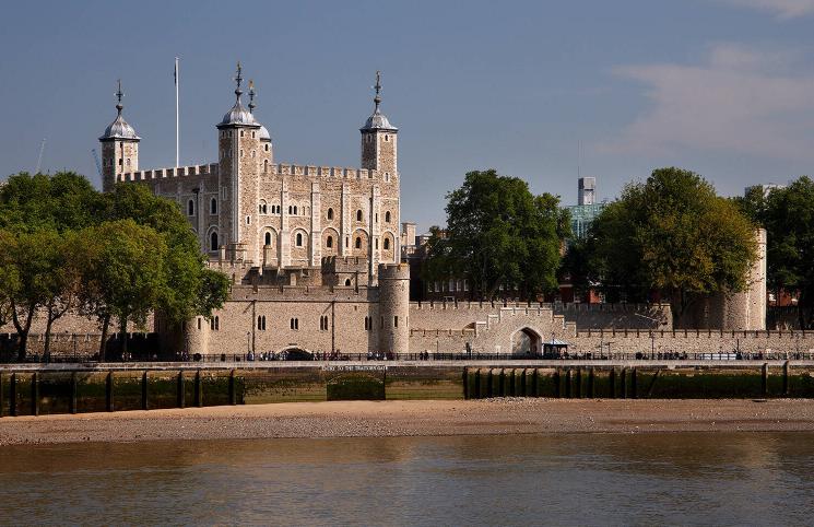 The Tower of London, an imposing building on the Thames