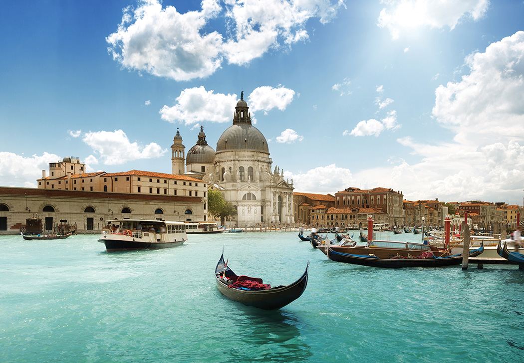 The Grand Canal in Venice, with the Basilica Santa Maria in the background