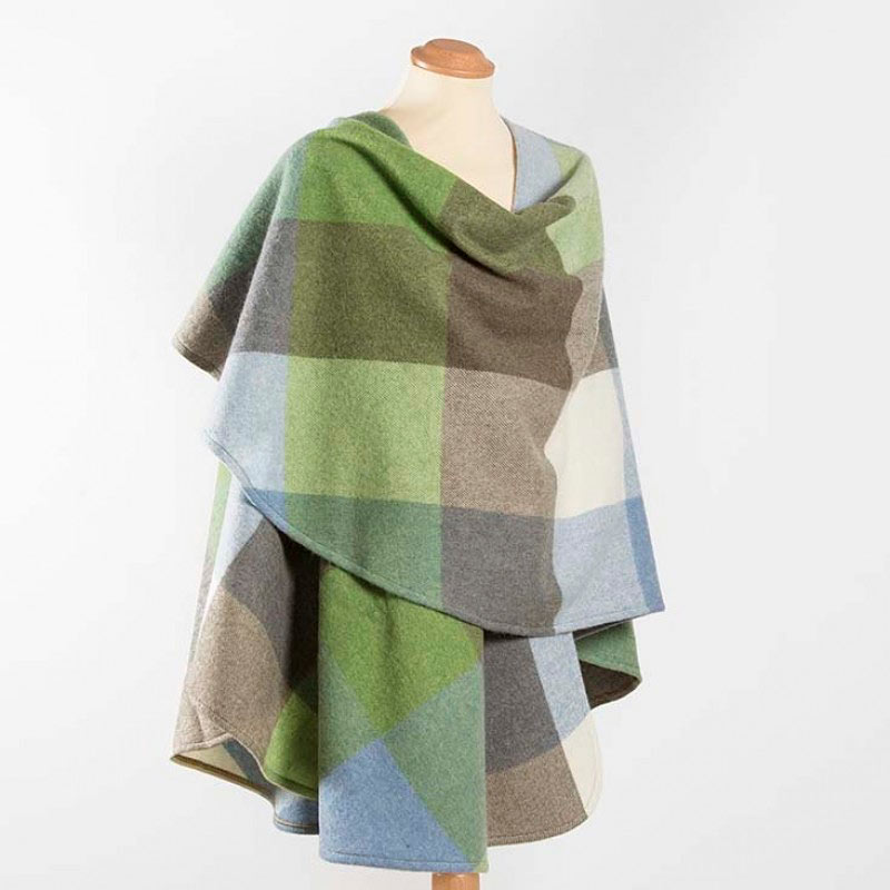 Lambswool wrap in multicolored plaid
