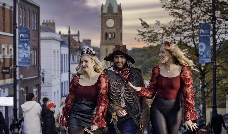 Halloween revelers in Derry