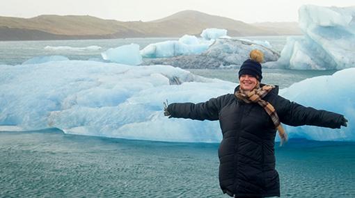 CIE Tours traveler enjoying a scenic glacier experience in Iceland