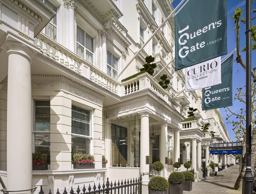 100 Queen's Gate Hotel - an impressive white building on a London street
